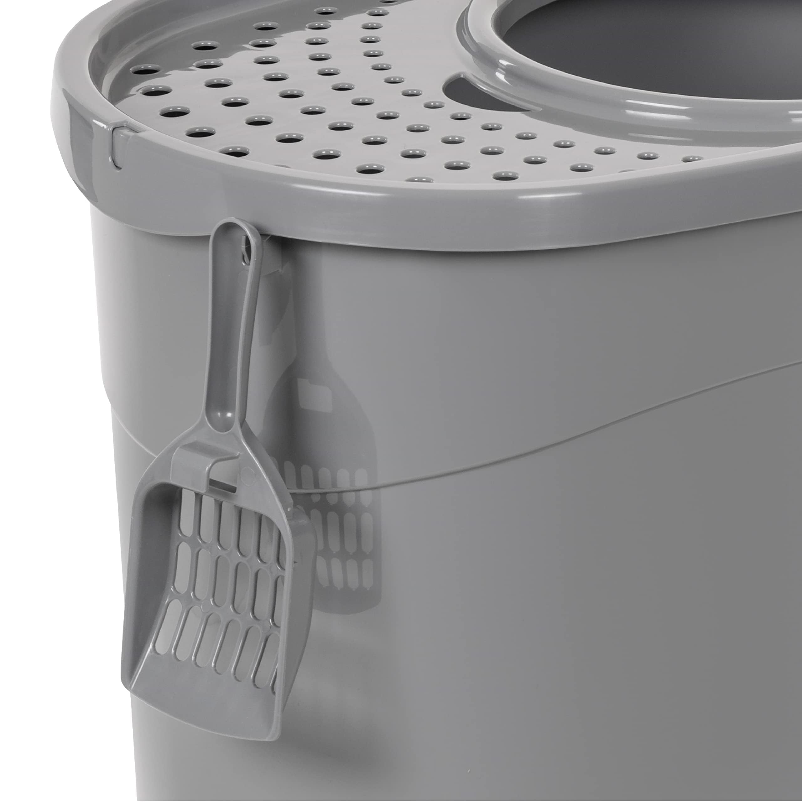 Amazon Basics Bac à litière pelle intégrée-gris, nettoyage rapide et organisé.