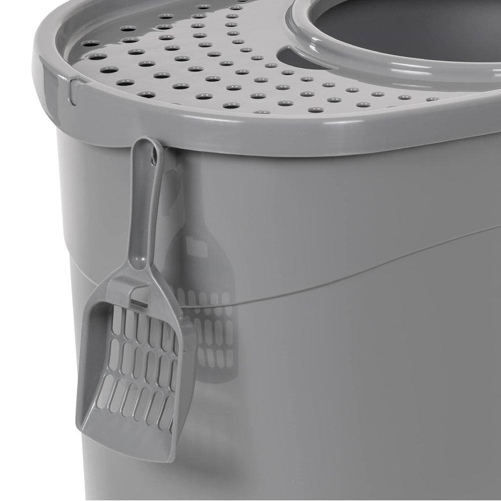 Amazon Basics Bac à litière pelle intégrée-gris, nettoyage rapide et organisé.