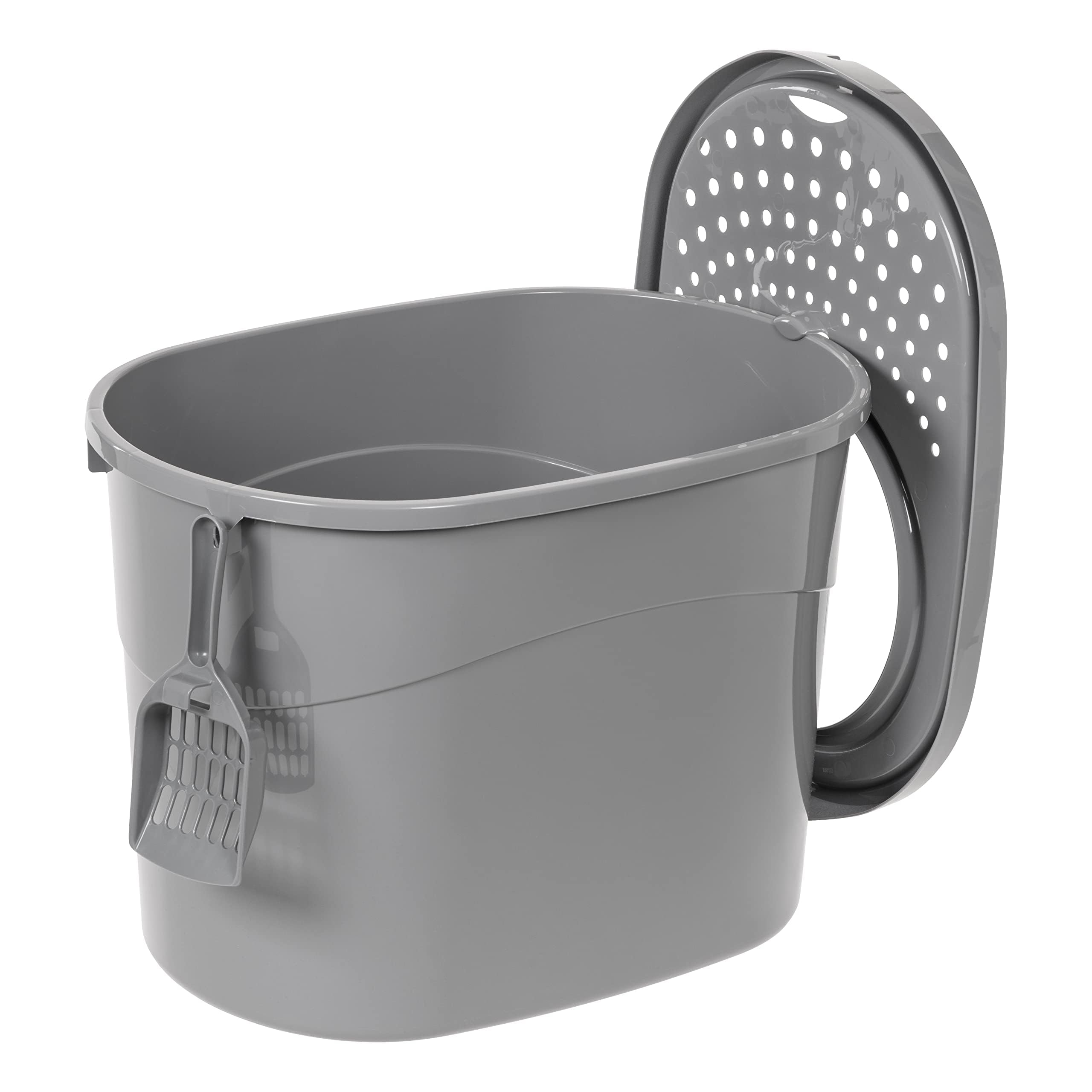 Amazon Basics Bac à litière plastique sans BPA-gris, matériau durable et recyclable.