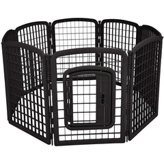 Parc pour chien octogonal Amazon Basics avec porte, idéal pour espaces intérieurs et extérieurs.