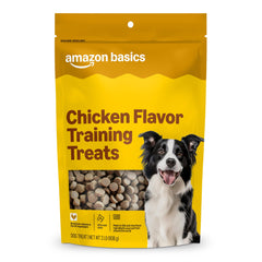 Sachet Amazon Basics pour l’entraînement du chien au poulet, pratique et refermable.