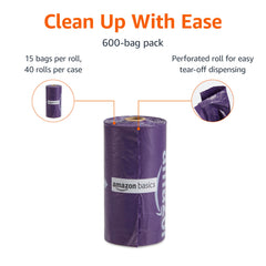 Amazon Basics sacs a crottes lavande: rouleaux anti fuite facilitant l elimination des dechets.