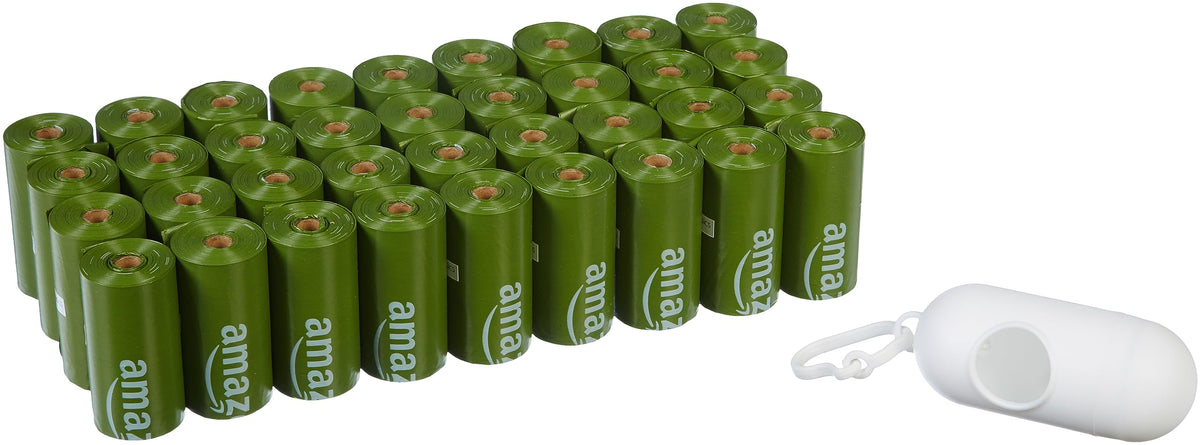 Amazon Basics sacs crottes chien avec distributeur, pratique lors des promenades quotidiennes.