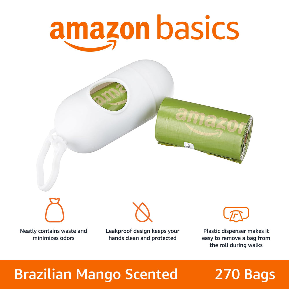 Sacs crottes mangue brésilienne Amazon Basics, rouleaux faciles à utiliser