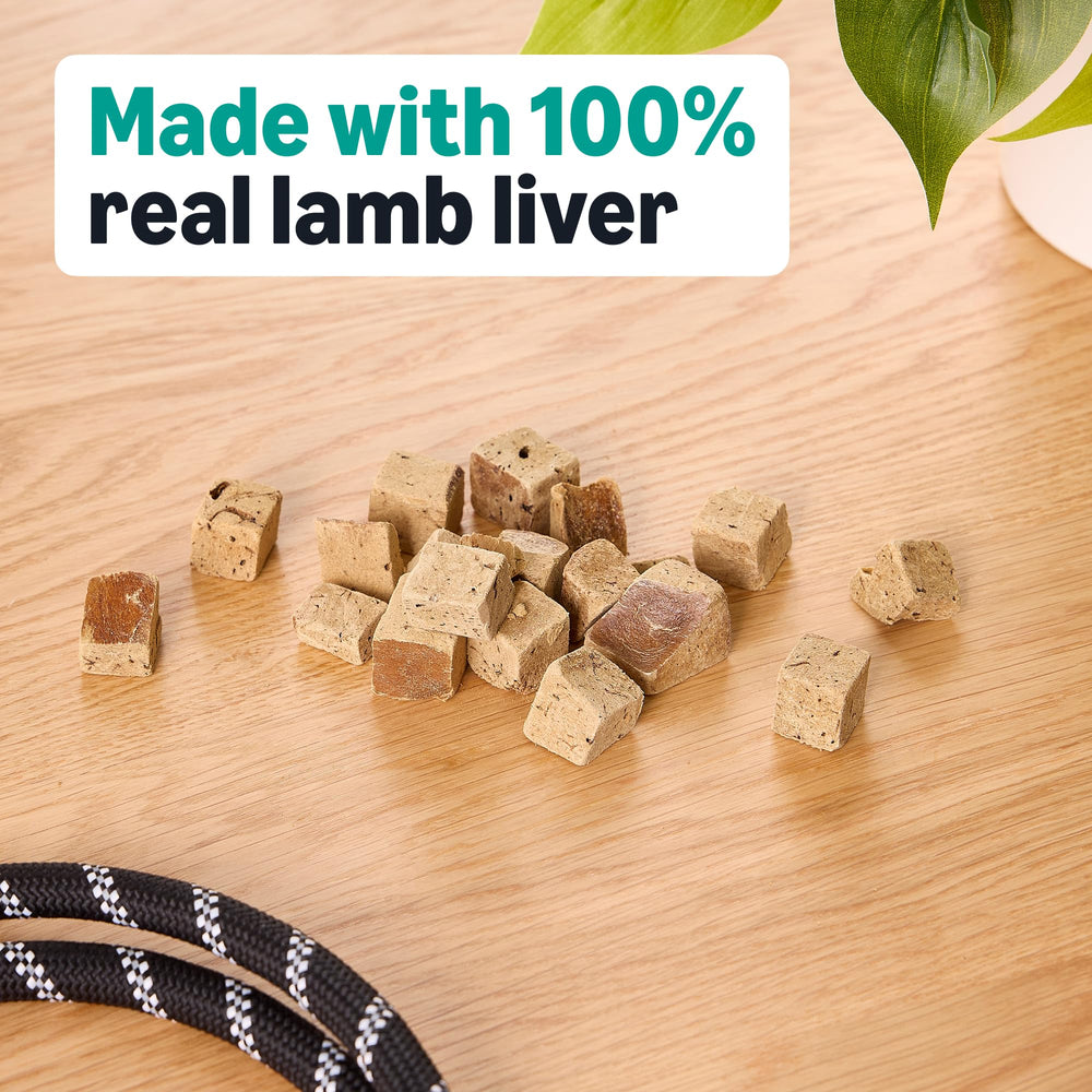 Saveur naturelle du foie d'agneau lyophilisé d'Amazon Basics, idéal pour le dressage.