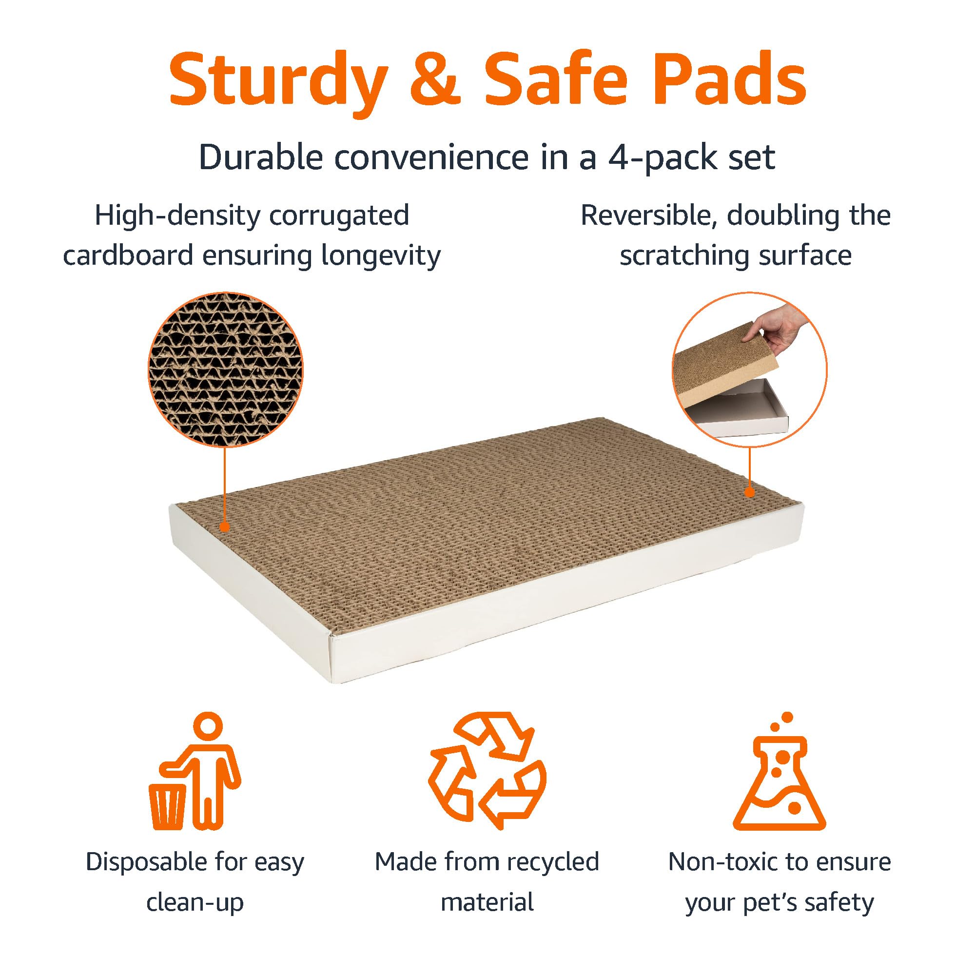 Quatre tapis réversibles pour varier les zones de griffage et de repos.