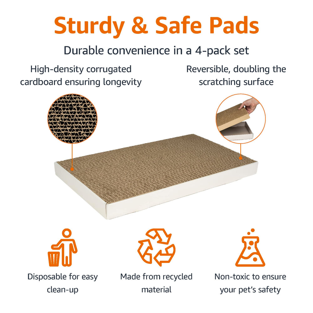 Quatre tapis réversibles pour varier les zones de griffage et de repos.