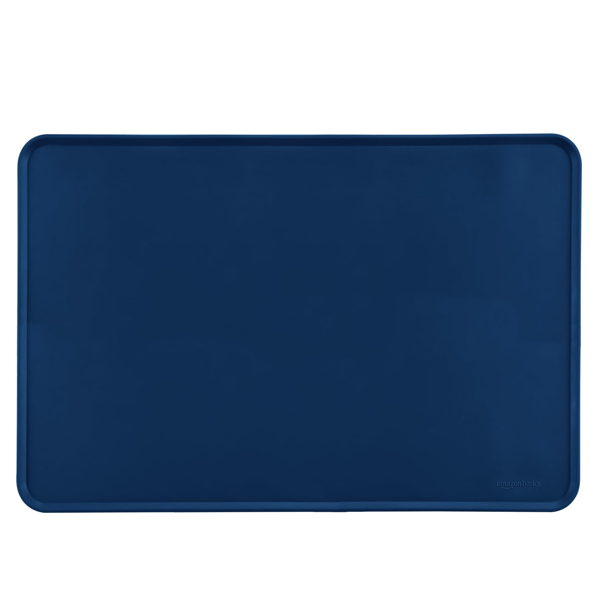 Tapis Amazon Basics en silicone bleu, antidérapant, sous bols pour nourriture et eau des animaux.