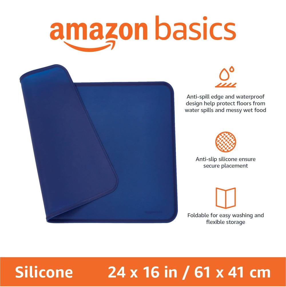 Tapis Amazon Basics avec bord relevé, contient les déversements des bols.