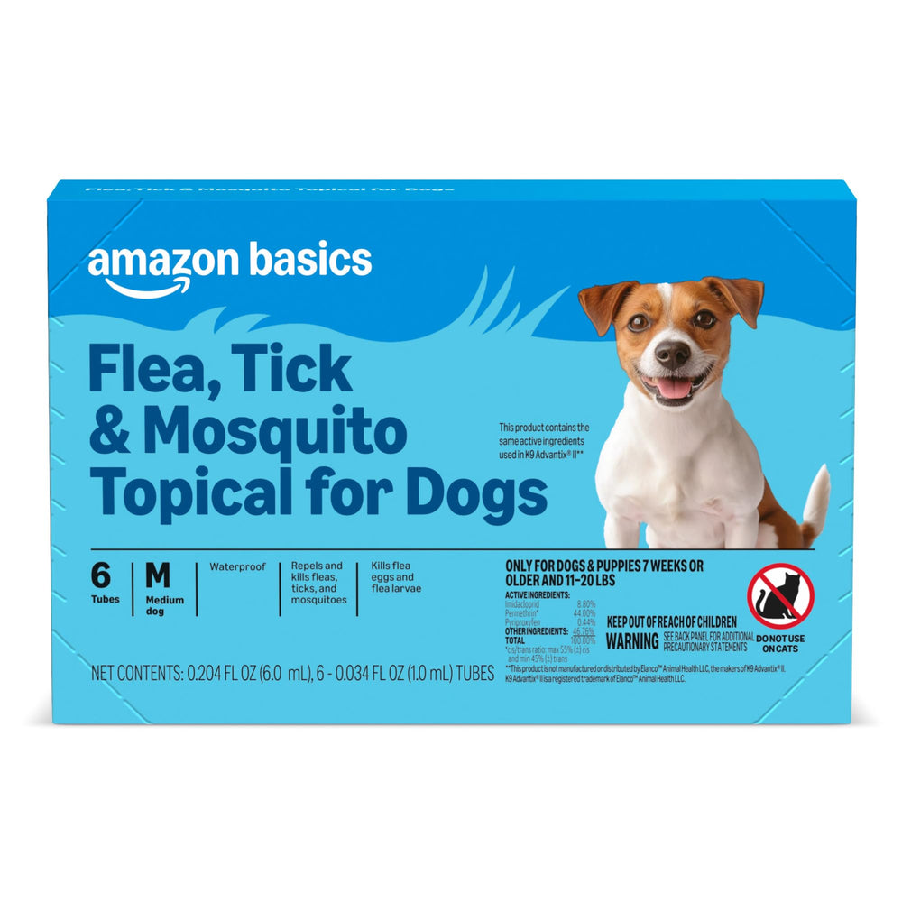 Amazon Basics topique pour chiens moyens, pack de six, pratique pour la prévention.