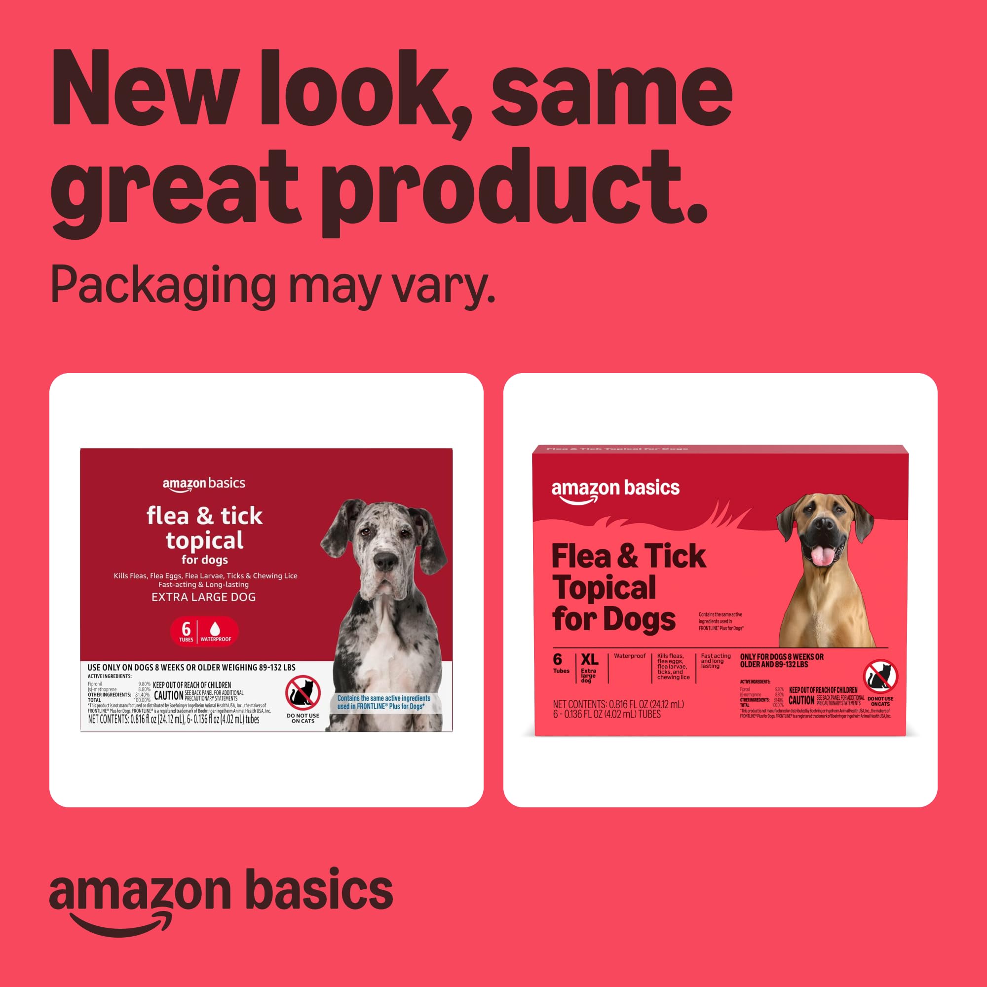Amazon Basics emballage arriere traitement puces et tiques chien extra-large