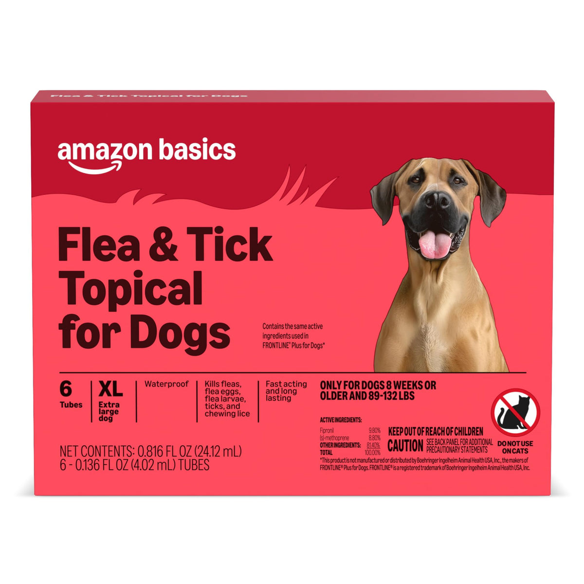 Amazon Basics traitement puces et tiques chien extra-large emballage principal
