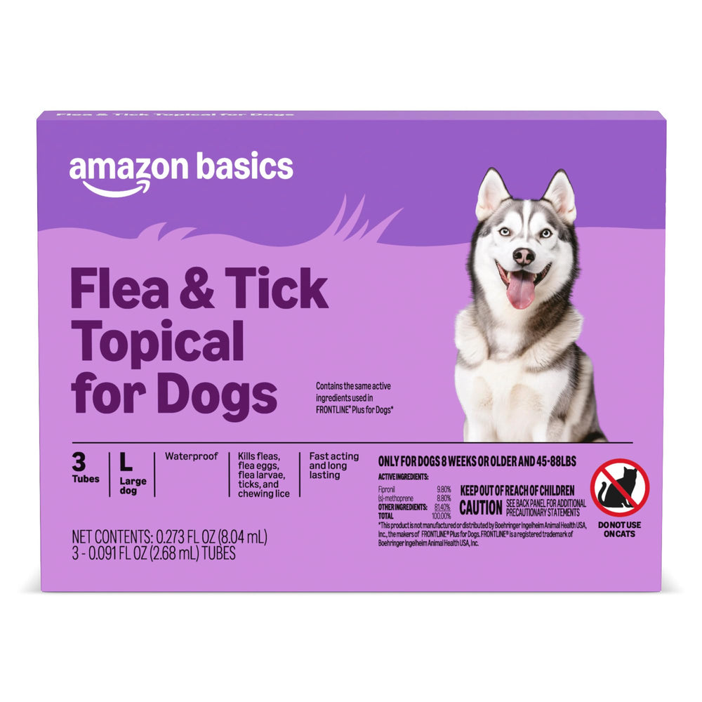Amazon Basics traitement puces et tiques chien grand – avant application, prêt à l'emploi