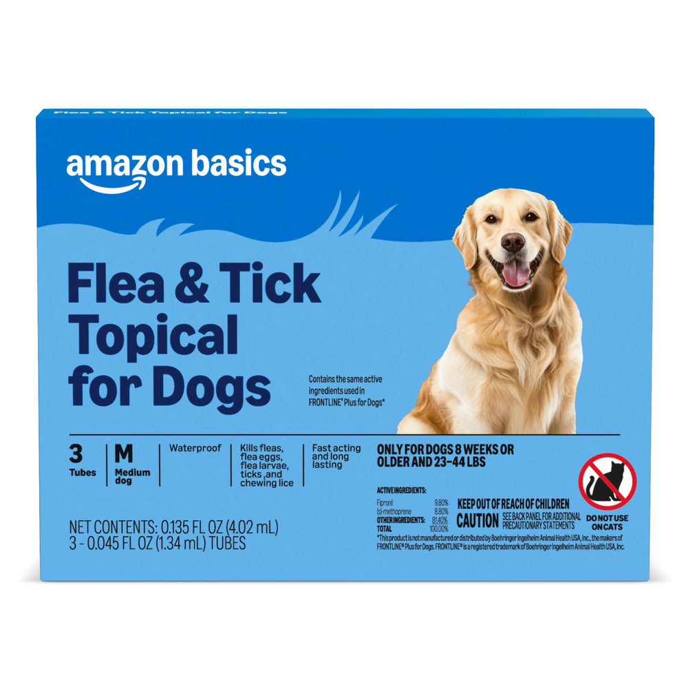 Amazon Basics traitement puces-tiques chien moyen - bouteille prête à l'emploi et rapide