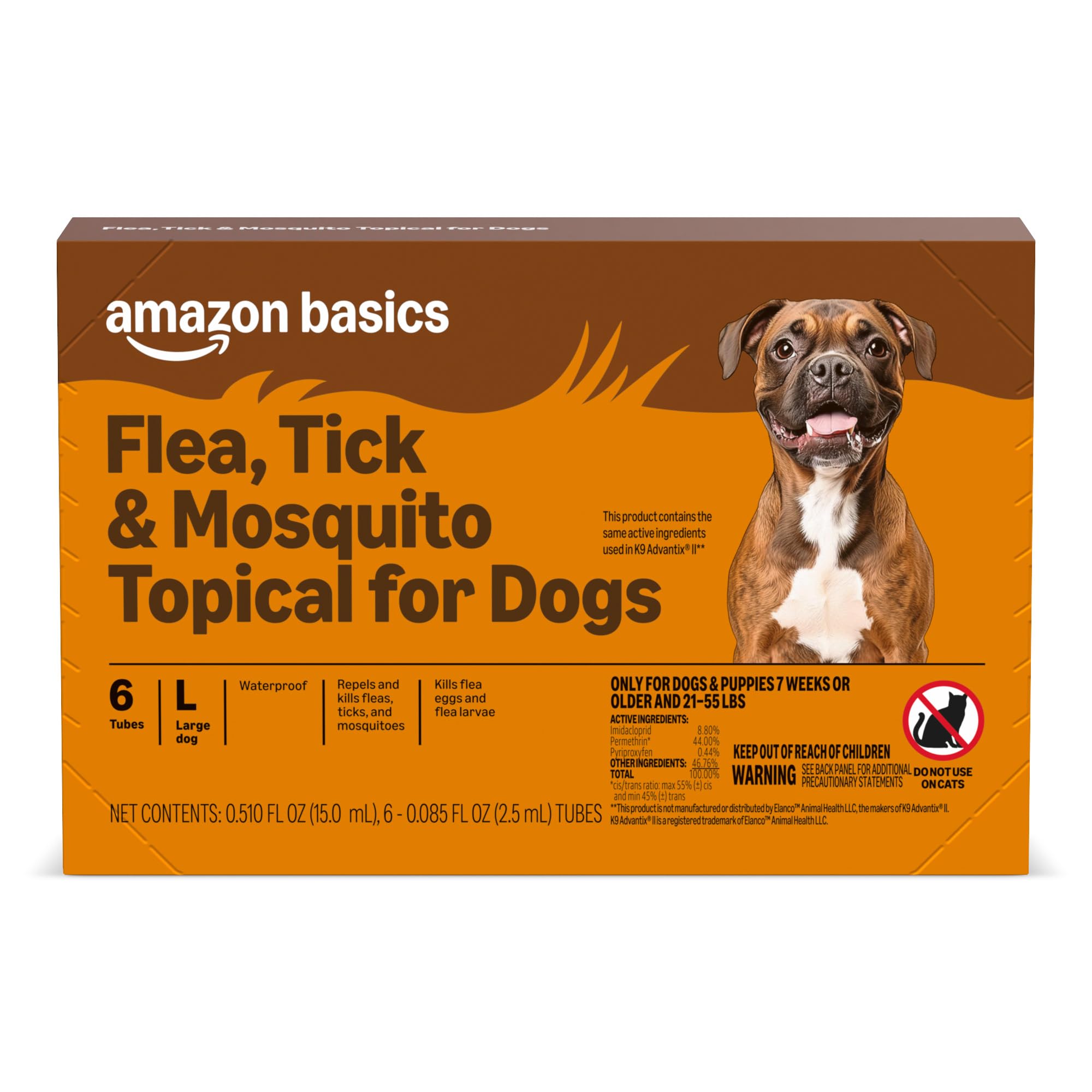 Amazon Basics flacon de traitement topique pour grands chiens, protection antiparasitaire.