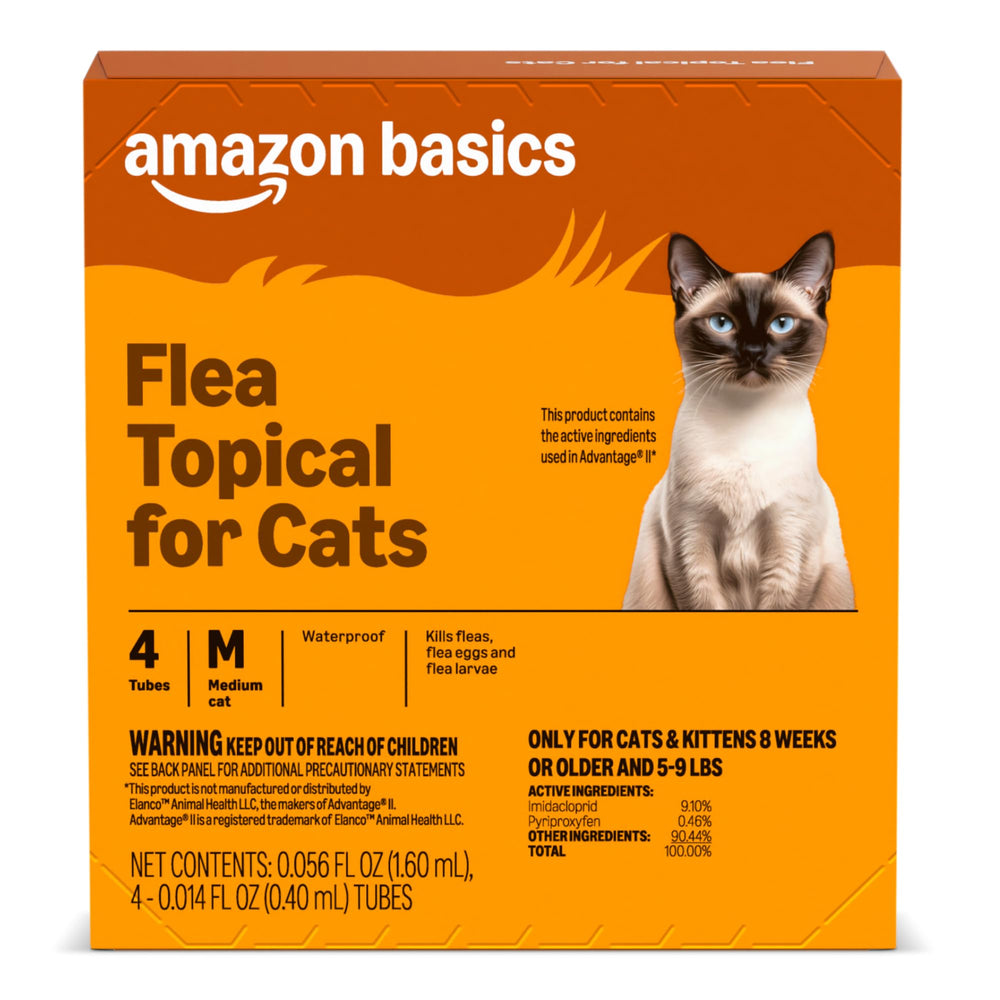 Amazon Basics Traitement topique pour chat moyen, flacon 4 doses, protection mensuelle.