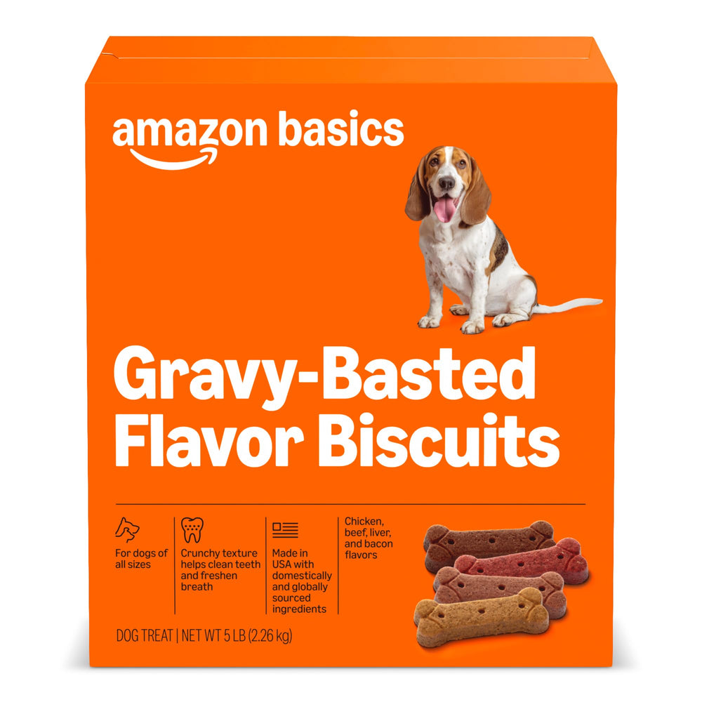 Amazon Basics biscuits chien boîte 2,27 kg goût sauce nappée pratique pour collation quotidienne