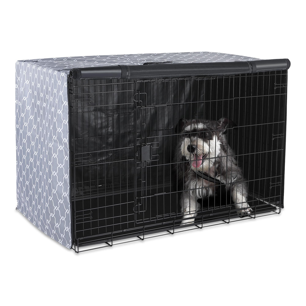Amazon Basics couverture cage chien 48 pouces, vue avant, intimité rassurante.