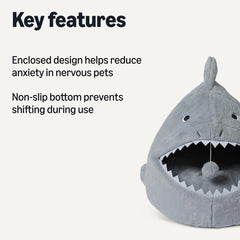 Amazon Basics Nid-chat forme-requin, intérieur douillet, réduit l’anxiété des chats.