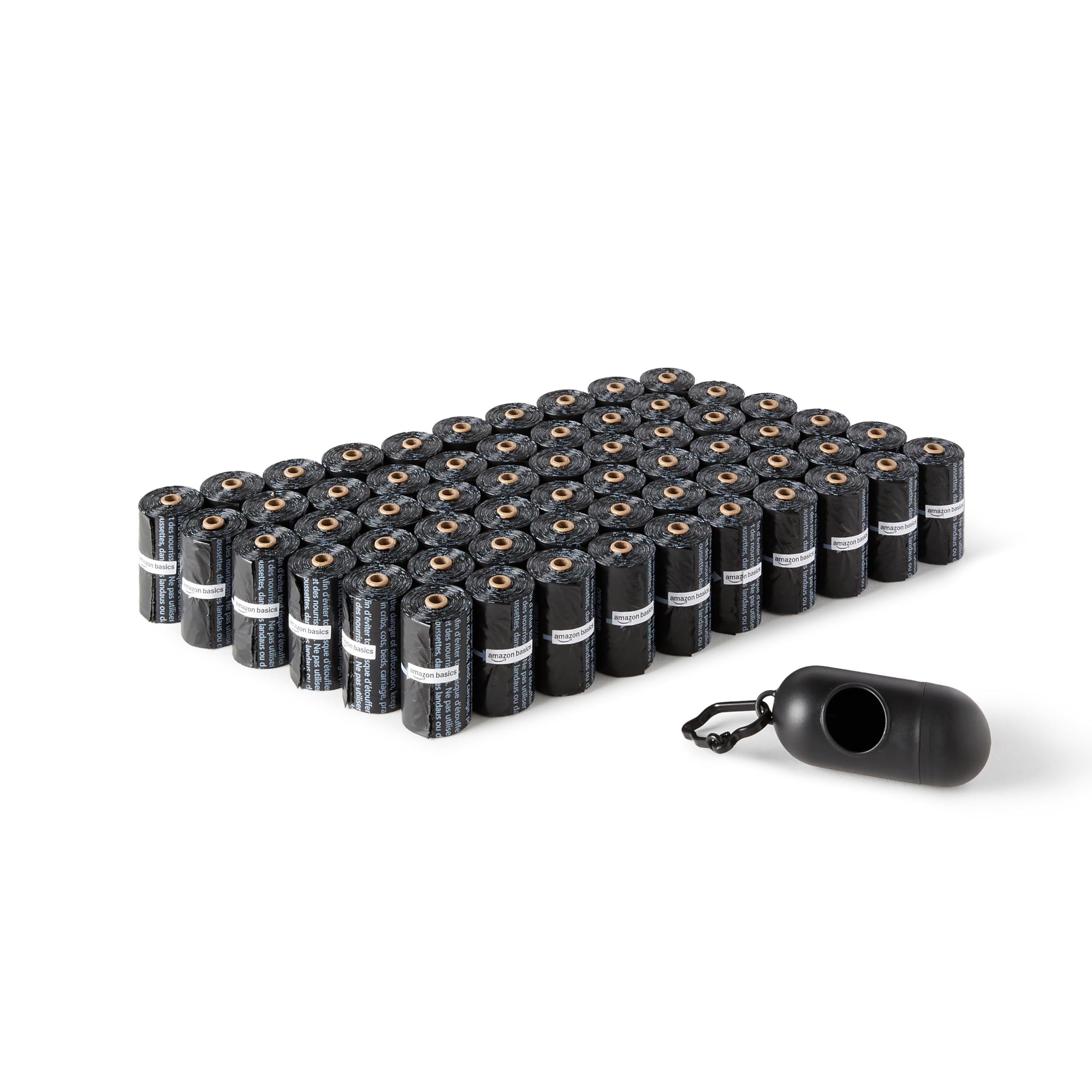 Sacs Amazon Basics pour crottes de chien avec distributeur, pratique pour ramasser en balade.