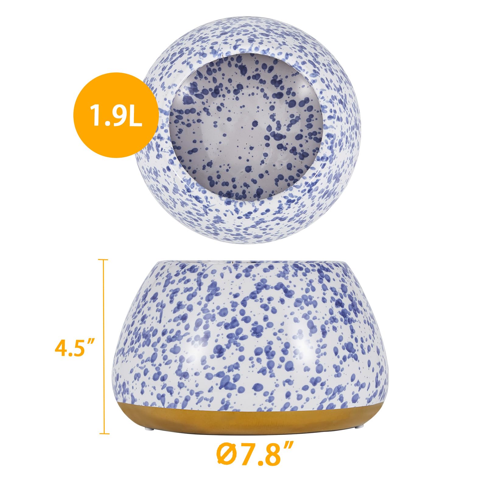 Gamelle blanche à pois bleus Amcortn, élégant et s’intégrant à la cuisine.