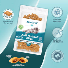 Friandise AmeizPet anti-boules, texture croustillante et goût attrayant pour chats.