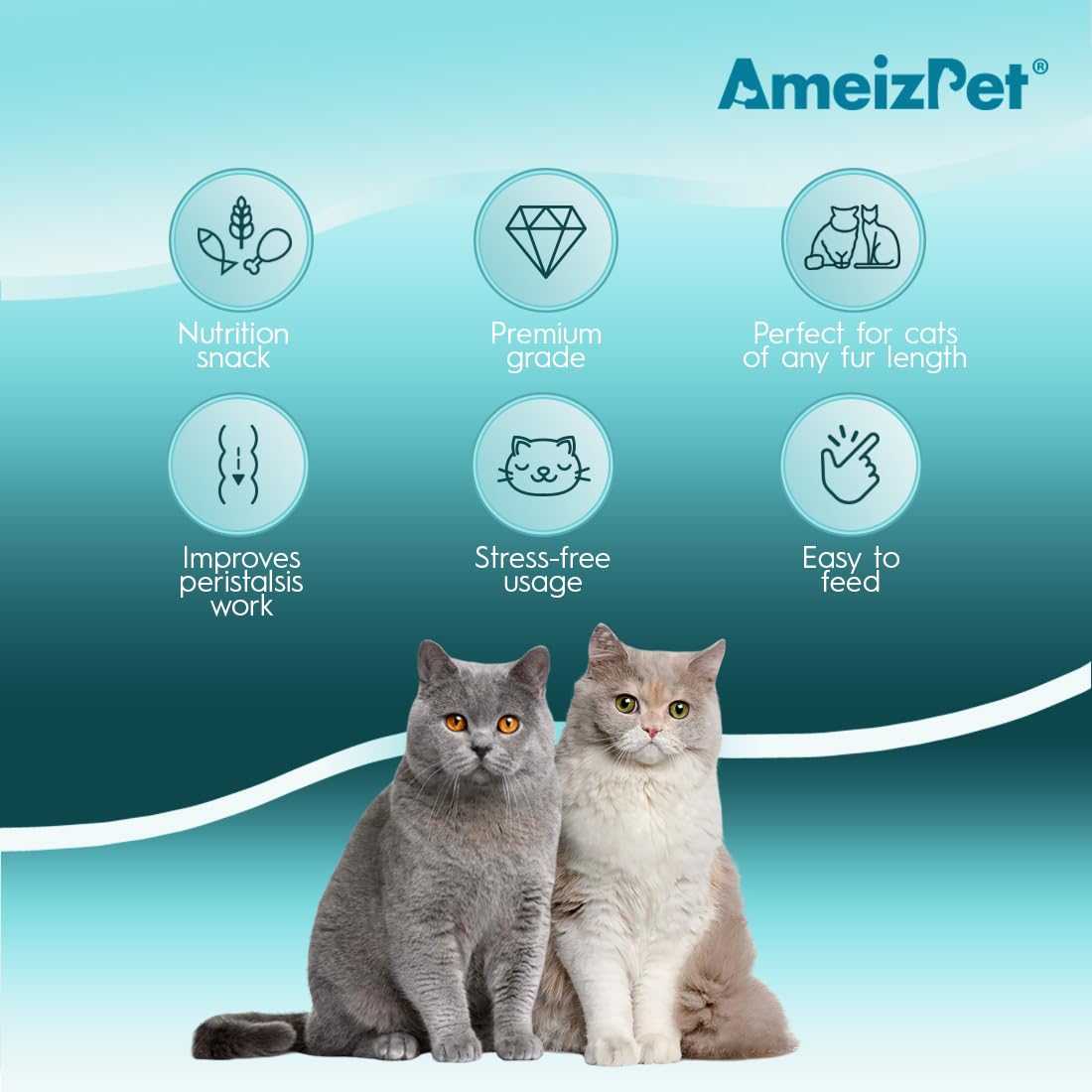 AmeizPet biscuit anti-boules pour chats, soutien potentiel du confort digestif.