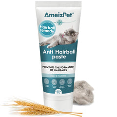 AmeizPet remède boules de poils pour chats en pâte, soutien potentiel au confort digestif.