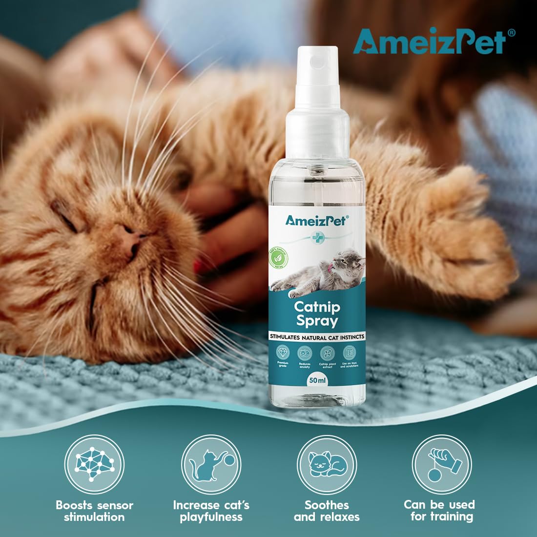 AmeizPet spray-excitation-chat-arome stimule l'envie de jouer chez votre chat.