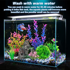 Ameliade Aquarium – Plante artificielle courte verte 2, mouvement visuel sous l'eau.