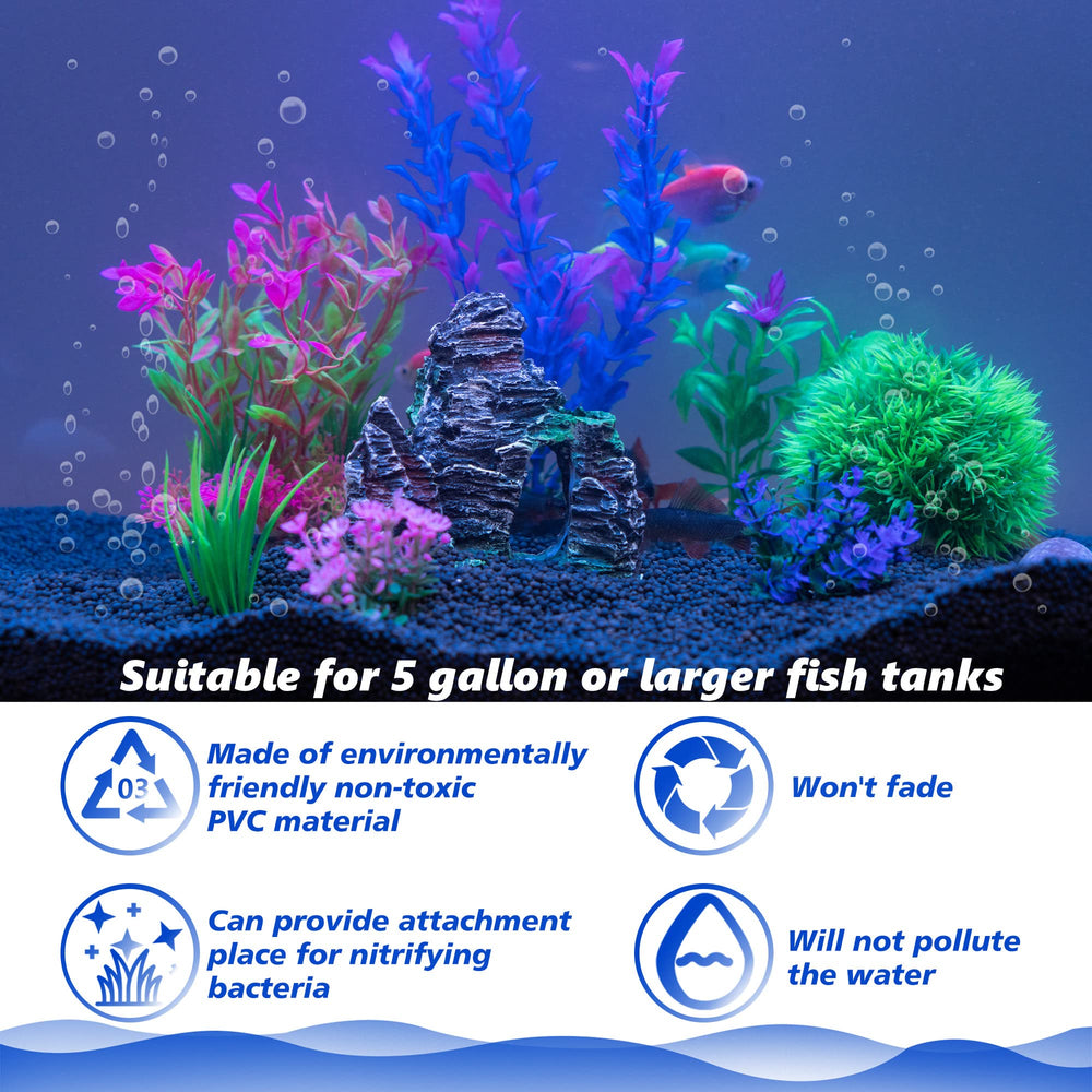 Ameliade Aquarium – Plante artificielle courte verte 3, variété et couleur.
