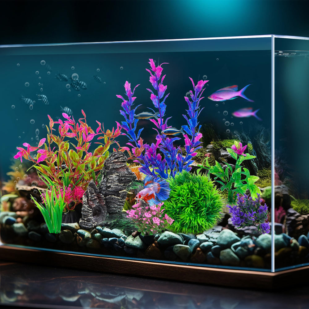 Ameliade Aquarium – Plante artificielle haute verte, point focal vertical.