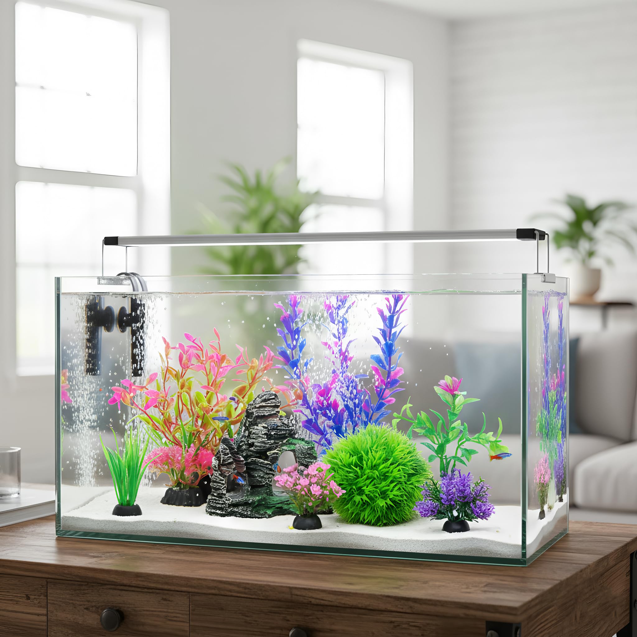 Ameliade Aquarium – Plante artificielle moyenne verte 3, paysage vivant et homogène.