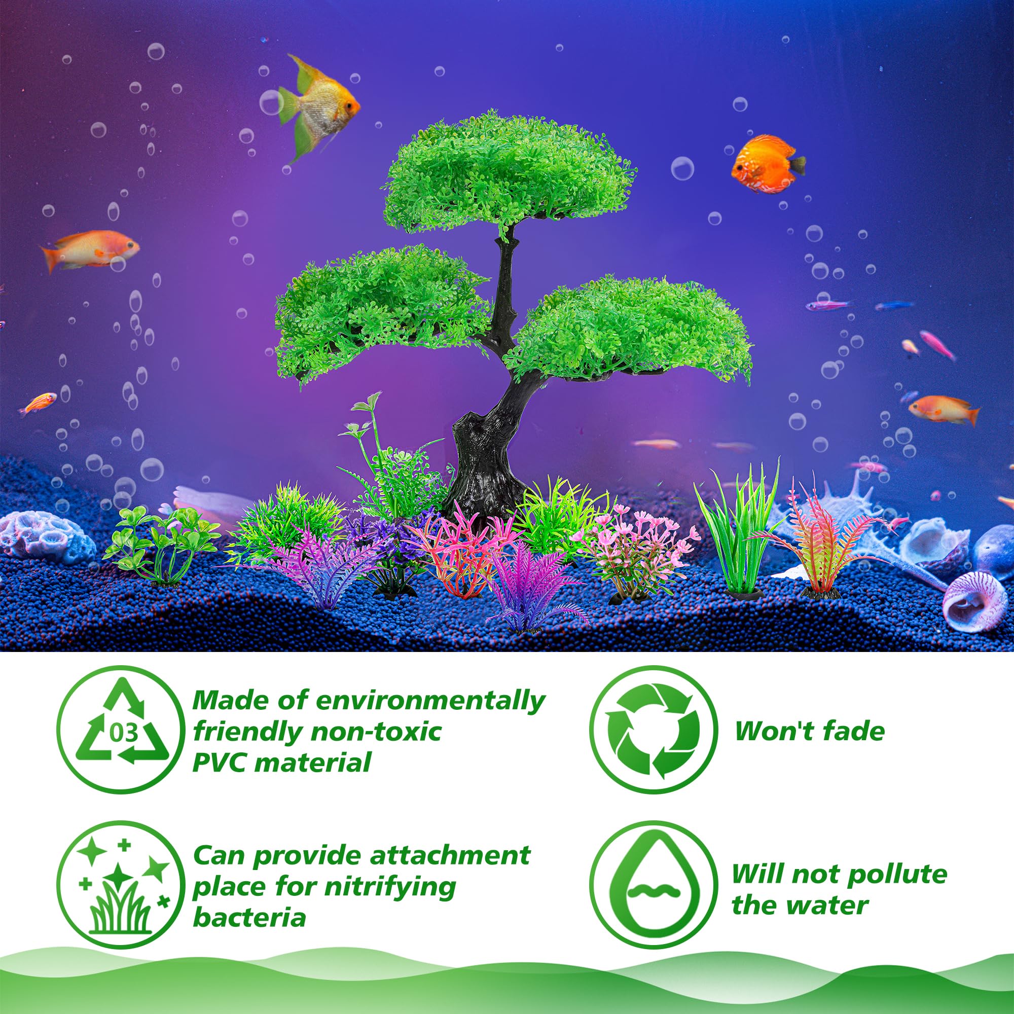 Ameliade base ancre pvc aquarium vert — fixation solide dans le gravier