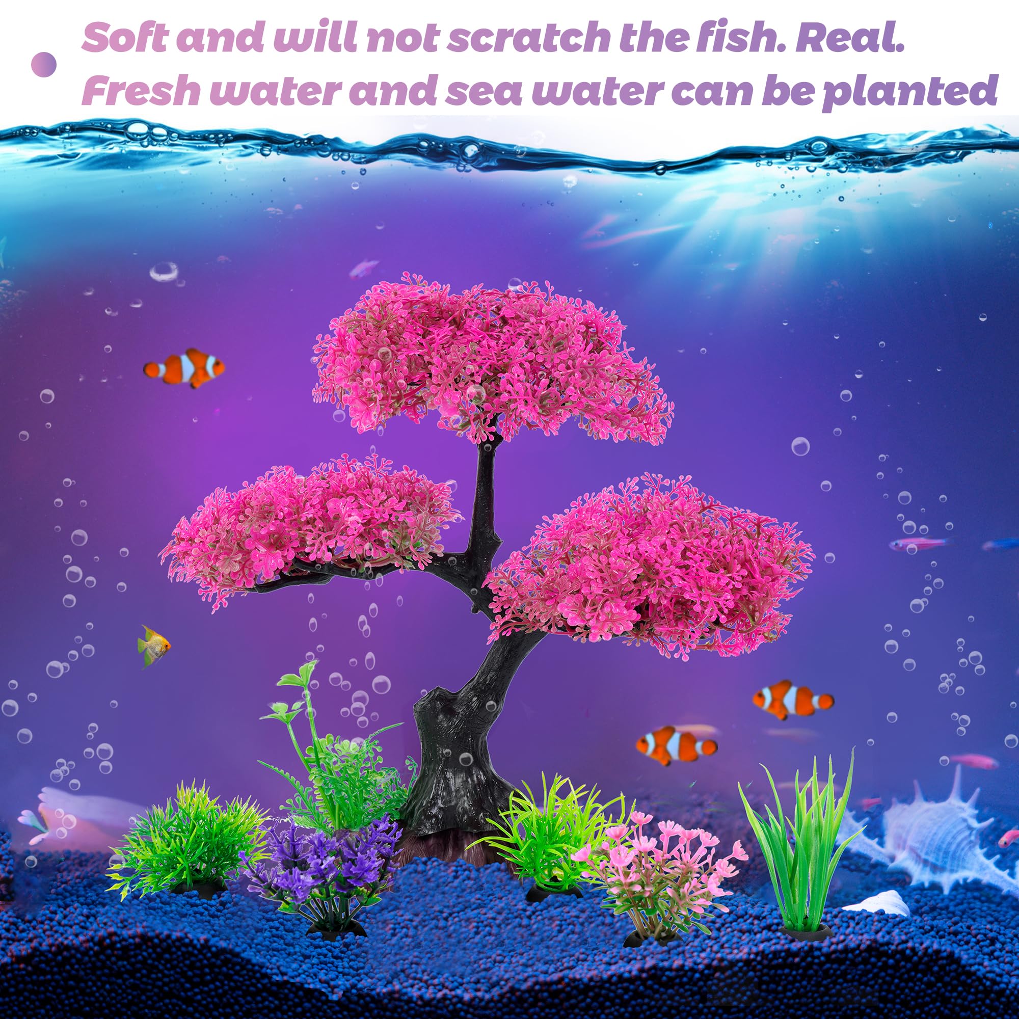 Ameliade ensemble décor d'aquarium rose, idéal pour reflets lumineux et cachettes.