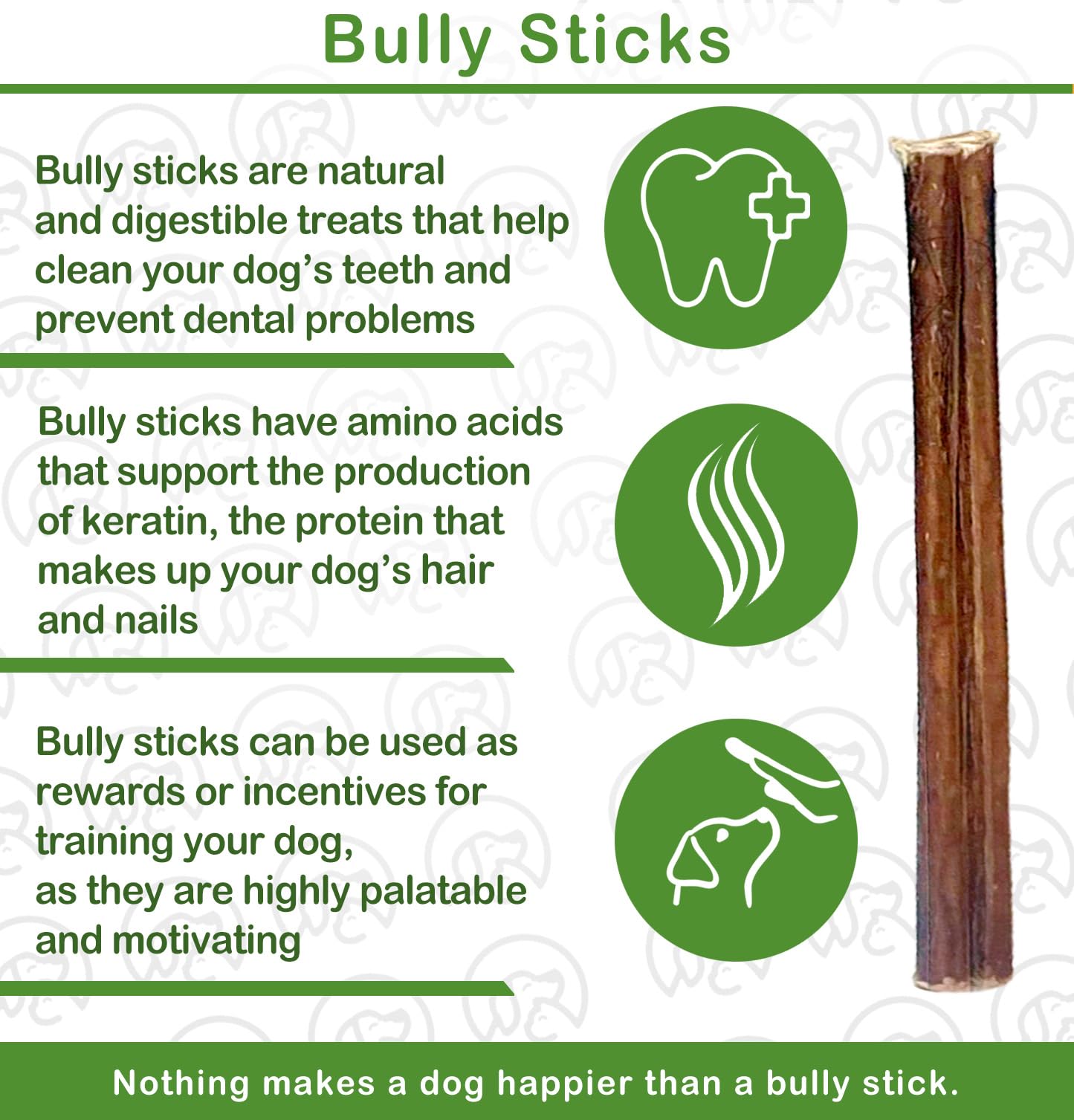 Bully Sticks American Dog Treat Company, parfaits pour l'usage quotidien et la récompense.