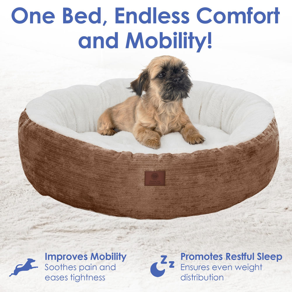 American Kennel Club lit rond Mason-tissu, confort moelleux pour siestes nocturnes.