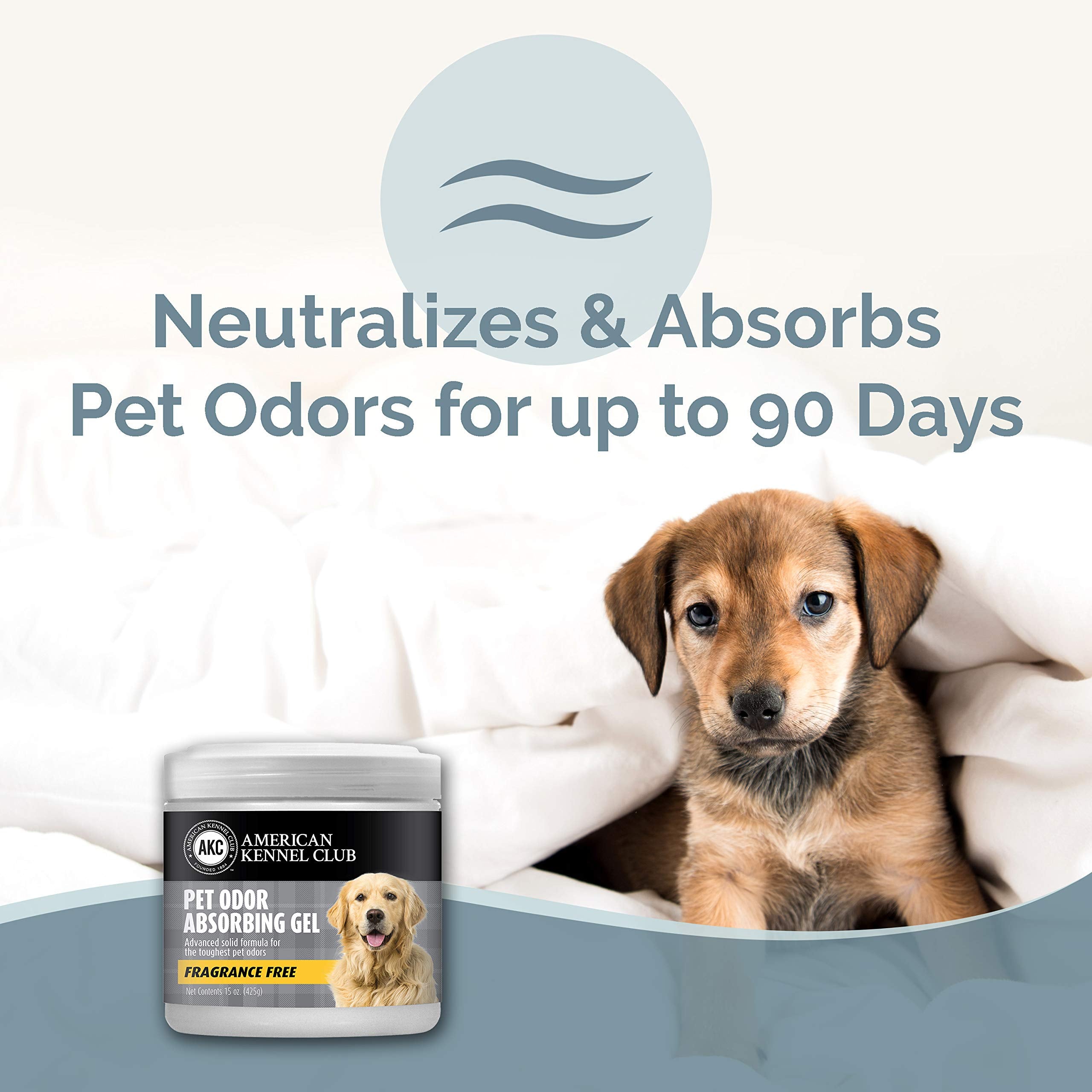 Gros plan montrant le gel absorbant les odeurs AMERICAN KENNEL CLUB.
