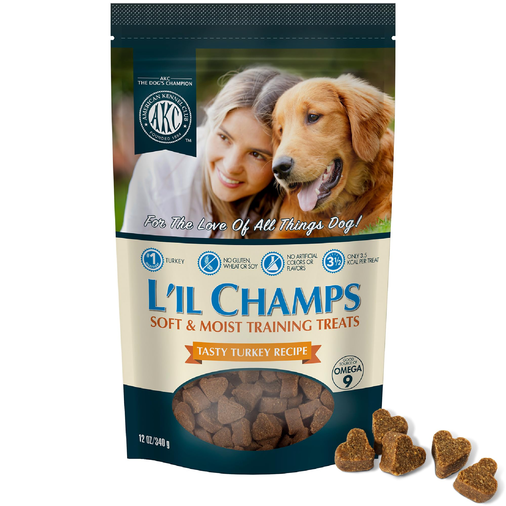 Friandises Lil Champs AKC à base de dinde, récompense idéale pour l'entraînement.