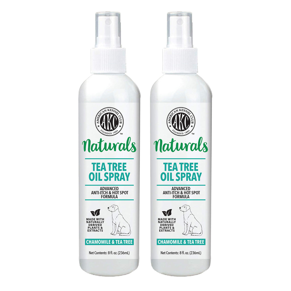 AKC Naturals Tea Tree Oil Spray - bouteille de 8 onces pour démangeaisons et irritations cutanées.