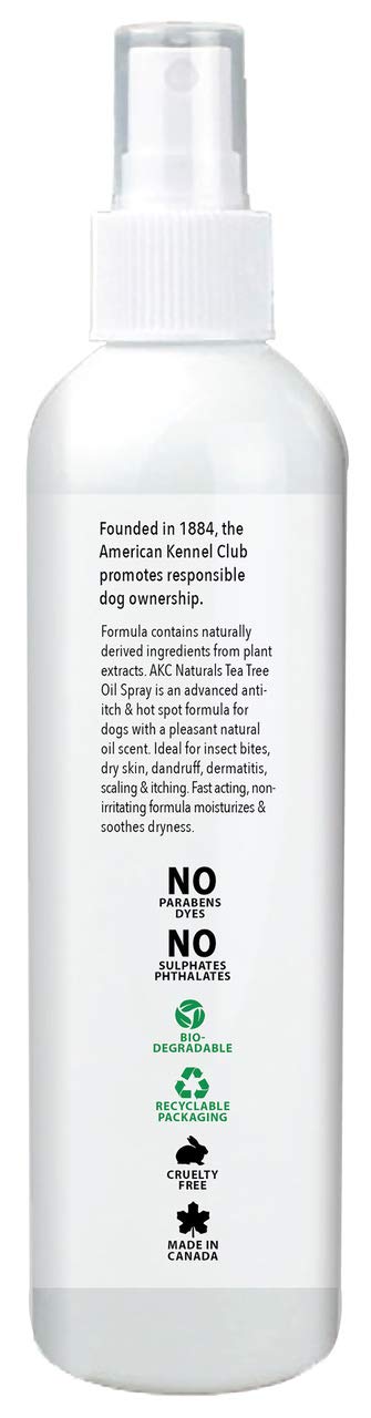 AKC Naturals Tea Tree Oil Spray - pulvérisateur pratique pour application sur zones irritées.