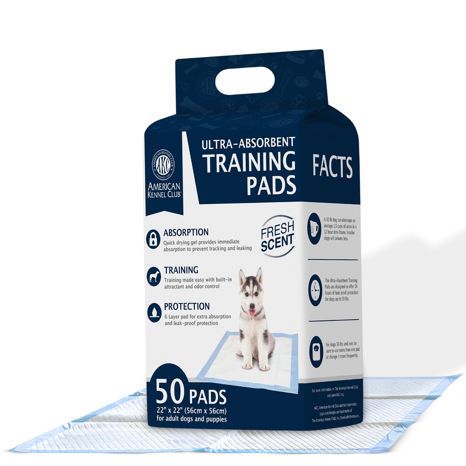 American Kennel Club tapis d'apprentissage grande taille 30x26, couverture accrue et pratique.