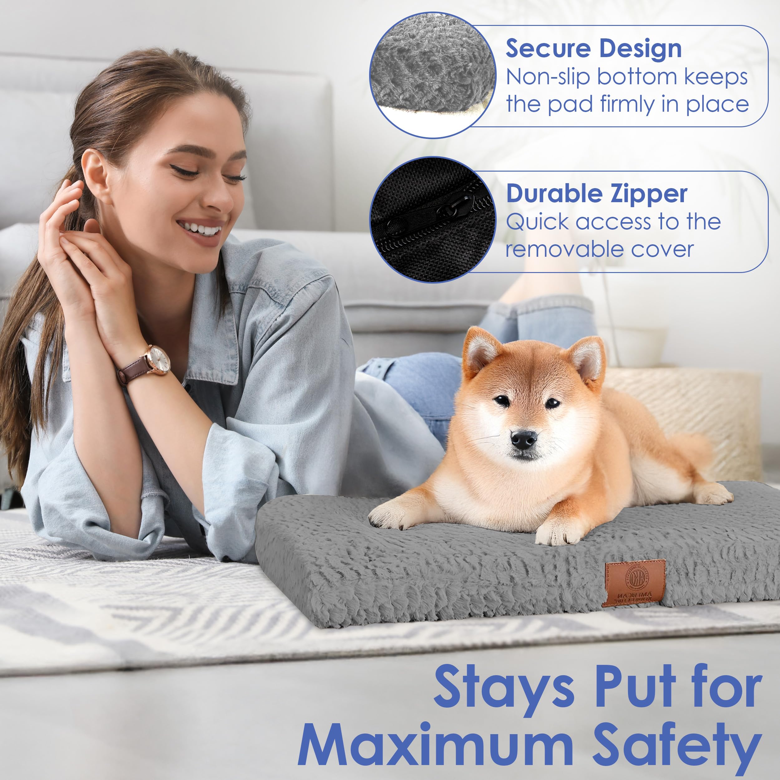 American Kennel Club Tapis base anti-dérapante, stabilité sur sols carrelés ou bois.