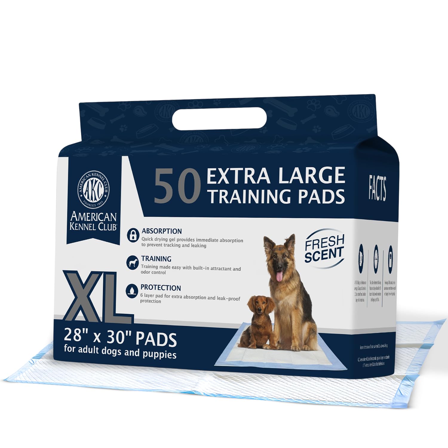 American Kennel Club tapis puppy XXL 28x34, grande surface et absorption efficace.