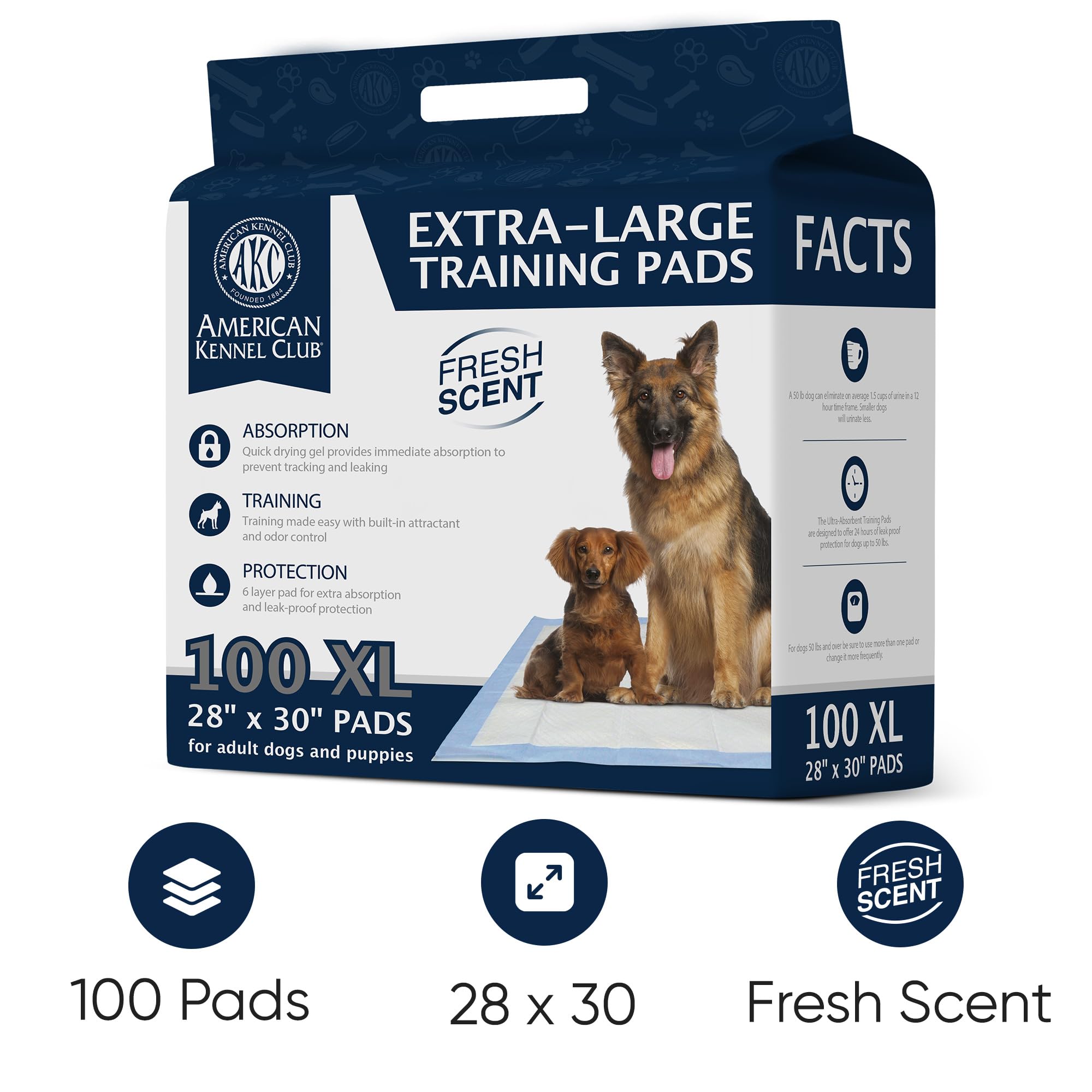 American Kennel Club tapis puppy XXLplus 28x44, protection étendue pour plusieurs chiens.