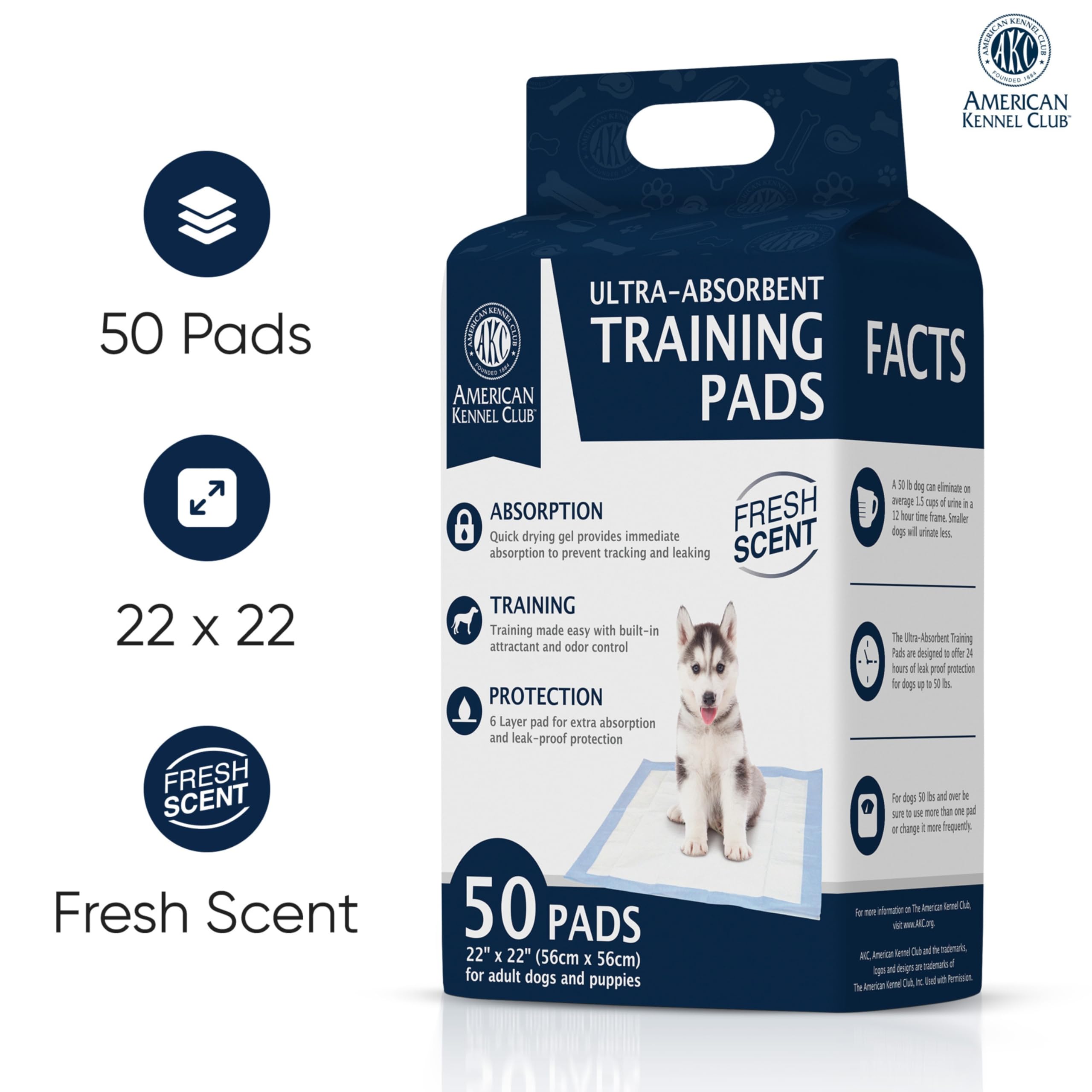 American Kennel Club tapis ultra absorbant 6 couches pour haute absorption.