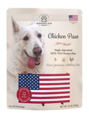 American Paws Pattes Poulet Séches emballage, pratique pour nourrir votre chien.