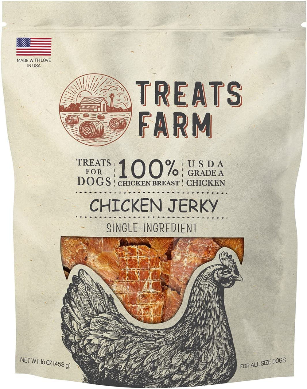 American Paws emballage des friandises au poulet fermier, pratique pour le rangement et le partage.