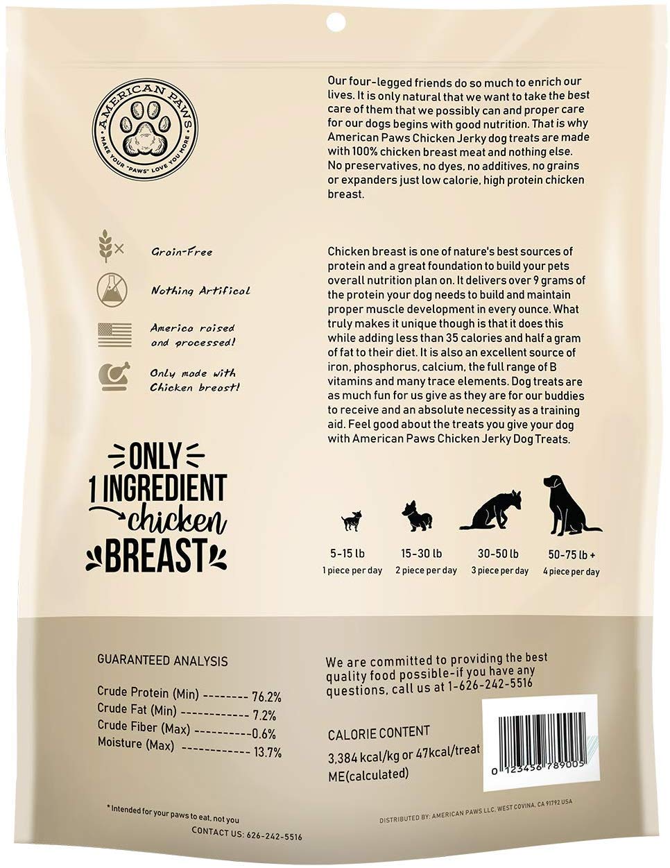 American Paws protéines élevées 100% poitrine de poulet pour l'entraînement.