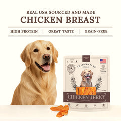 Friandise American Paws sac refermable 900 g poulet jerky, praticité et fraîcheur.